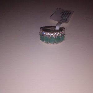 Jtv emerald and white zircon ring